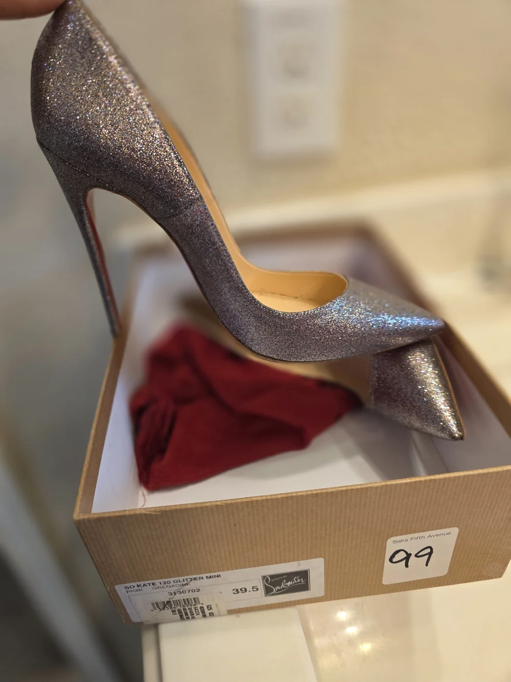 Christian Louboutin SO Kate 120 Glitter Mini - Grenadine